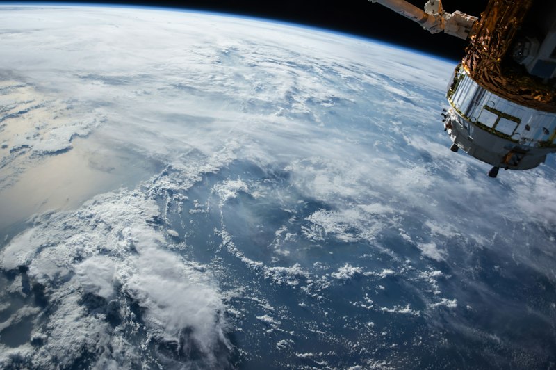 Earth view from orbital wellness module